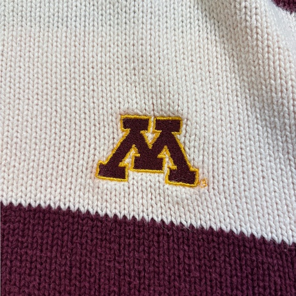 MINNESOTA GOPHERS Classic Maroon and Cream Striped Crewneck Sweater - Picture 3 of 5